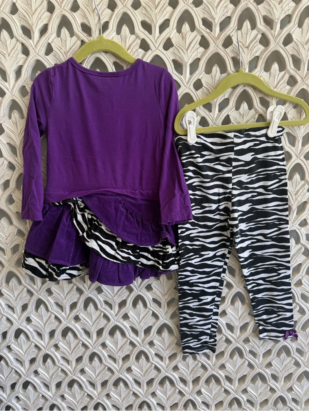 Bonnie Jean Girls Purple Zebra Dress & Leggings Set 4T